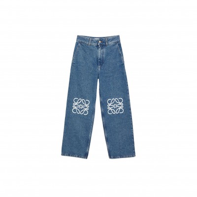 LOEWE ANAGRAM BAGGY JEANS MID BLUE 